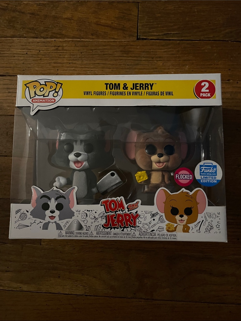 Funko Tom & Jerry 2-Pack Vinyl Figures - Gray Tom & Brown Jerry (Flocked)